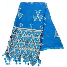 High Quality African Women Cotton Scarf  Dubai Islamic Hijab Embroider Scarf with Tassels Heavy Cotton Big Scarf TH15