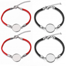 5pcs Lot Stainless Steel Rope Bracelet Round 20mm Cabochon Base for Bracelets DIY Jewelry Making Supplies Bulk Items Wholesale