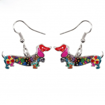 Bonsny Fashion Enamel Alloy Dachshund Dog Dangle Drop Big Long Earrings Fashion Animal Ladies Jewelry For Girls Women Wholesale