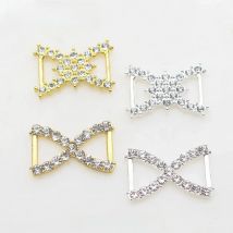 LKERAN 10Pcs 25MM H-Shape Rhinestone Alloy Buckles Craft For Diy Ribbon Crystal Decoration Belt Rings Sewing Accessories