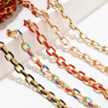 1M Stainless Steel White Pink Enamel Gold 8mm Diamond-Cut Rolo Cable Link Chain For Men Women Necklace Bracelet Making 5 Colors