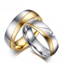 Vnox Rings For Women Man Wedding Ring Gold Color 316L Stainless Steel Promise Couple Jewelry
