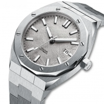 Cadisen Men Business Automatic Wristwatch Sapphire Crystal Seiko NH35A Mechanical Movement Meteorite Dial Stainless Steel Reloj