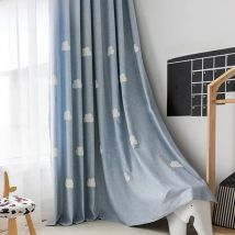 Embroidered Cloud Blue Curtain Fabric Window Screening for Children's Living Room Cartoon Boys and Girls Bedroom Bay Window  #3