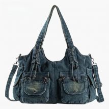 iPinee Fashion Women Bag Vintage Casual Denim Handbag Lady Large Capacity Jeans Tote Weave tape Creative Shoulder Messenger Bag