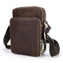 CONTACT'S Genuine Leather Men Mini Crossbody Messenger Bags Phone Pouch Traveling Casual Small Shoulder Bag  Male Handbag
