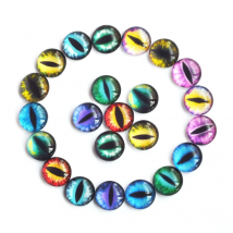 6/8/10/12/14/16/18/20/22/25mm Mixed Doll eyes Dragon Eyes Round Glass Cabochon Flatback Photo Dome Jewelry Pendant Settings