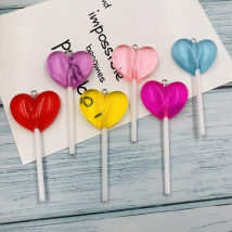 10pcs Resin Cute Kawaii Heart Lollipop Five Star Charm for Earring, Scrapbooking, DIY Making, Necklace, Embellishment, Bracelet