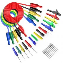 YPioneer P1050B Banana Plug Silicone Test Lead Kit 4mm Fully Insulated Safety Shrouded Stackable Banana Plug with Alligator Clip