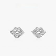 Ailmay Genuine 925 Sterling Silver Fashionc sexy Lips Line Stud Earrings Sparkling CZ For Women Wedding Engagement Jewelry