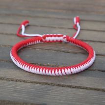 Tibetan Buddhism Handmade Braided King Kong Knot Bracelet Lucky Red White Rope Charm Bracelets for Women Men Couple Jewelry Gift