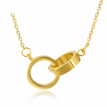 FYSARA Classic Two Circle Stainless Steel Necklace Roman Numeral Flower Clavicle Double Buckle Chain Romantic Jewelry for Women