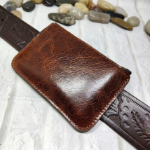 Mini Zipper Waist Bag Leather Belt Pack Small ID Card Holder Driver's license holster Passport Wallet Mobile Phone Sheath LHD