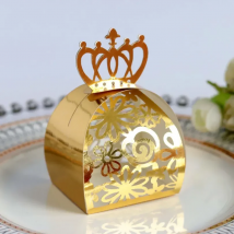 10/50pcs Romantic Hollow Laser Cut Paper Candy Box Wedding Birthday Baby Shower Gift Package Party Decoration Crown Box