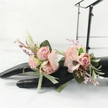 Wedding Groom Boutonniere Bridesmaid Flowers Bracelet White Rose Boutonniere Corsage Pin Flower Wedding Witness Corsages Flower
