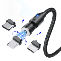 Lovebay Magnetic charger Phone charger with light Cable usb type c 540 Rotate cable For iphone 12 pro max Xiaomi Huawei