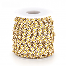 1M Gold Color Stainless Steel Colorful Enamel Flower Chains for DIY Jewelry Making Bracelets Findings Necklaces Accessories