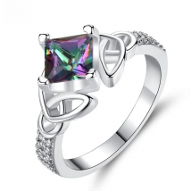 DODO Creative Personality Rainbow AAA Zircon Fashion Hollow Rings For Women Silver Color Punk Party Jewelry Anillos Mujer R456