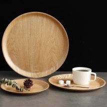 Wooden Dinner Plate Round Dessert Plate Wood Plate Coffee Cake Tray Bakery Bread Display Tray Kitchen Tableware Accessories
