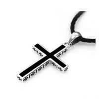 Trendy Black Cross Pendant Necklace For Men Choker Accessories Fashion Male Silver 925 Necklaces Jewelry Choker Women Bijou