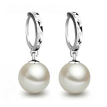 Newest High Quality 925 Sterling Silver With Freshwater Pearl Hoop Earrings For Women Lady Fashion Jewelry Factory Direct Sale