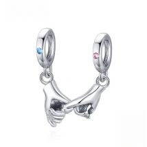 WOSTU 100% 925 Sterling Silver Pinky Swear Love Interlocking Fingers Couples Charm Fit Original Bracelet Jewelry Valentine Gift