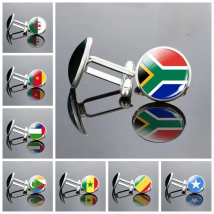 Flag Cufflinks for Men Suit Shirt Africa National Flags Jewelry Nigeria South Africa Cuff Links Buttons Cufflinks