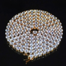 Bubble Letter 1 Row Tennis Chain Zircon Necklace Hip Hop Jewelry Gold Color Copper Material Men Rock Link 18inch 20inch