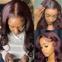 Burgundy 99J Body Wave Wigs 13x4 Lace Front Wig 13x6 HD Lace Frontal Wig Human Hair Pre Plucked 99j Red Colored Brazilian Wigs