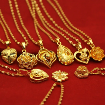 Color 18k Gold Necklace Short Chain Lovely Collarbone for Women Party Fine Jewelry Gift Real 24k 999 Yellow Gold Plated Pendant