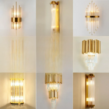 Rechargeable battery Wall Lamp Wiring Free Crystal Wall Lamp Light Luxury Modern for Living Room Golden Led Wall Sconce Lamp E14