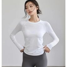 New Long Sleeve Yoga Shirt Top Women's Tight Fitness Wear Gym Clothes Sports Blouses Running Training Workout Pilates Yoga Shirt