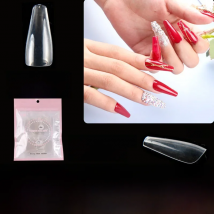 TSZS 500pcs/lot 10 Size Artificial ABS False Full Cover Long Nails Salon Transparent Clear Acrylic Stiletto Fake Nail Tips