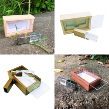 Free Custom LOGO Brand Acrylic Wooden Box+Metal Wooden Silver Crystal USB3.0 High-speed Flash Drive128GB 64GB Memory Stick