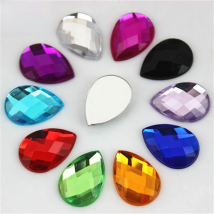 Cong Shao 50pcs 13*18mm Colorful Acrylic Rhinestone Flat Back Drop Shape Stones And Crystals Clothing Crafts Accessories WC318
