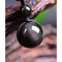 Black Obsidian Rainbow Eye Beads Ball Natural Stone Pendant Transfer Good Luck Love Crystal Jewelry Free Rope For Women and Men