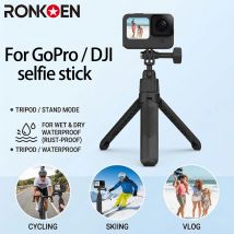 Ronkoen TZ-12 per GoPro/Insta360/DJI Osmo Action 3/4/5Pro, Bastone Selfie Estensibile 40CM con Treppiede per Vlog/Ciclismo/Sci/Viaggi