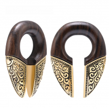 KUYOUTH 2PCS Trendy Wood Flower Pattern Ear Weight Expanders Fashion Body Jewelry Earring Piercing Stretchers Gauges