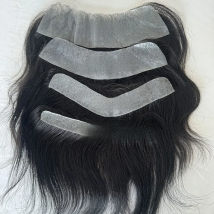 Men's Toupee Thin Skin PU V Loop Front Hair Replacement Systems 6 Inches Remy Human HairPiece Toupee For Men 1B V Frontal Toupee