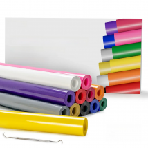 HTVRONT 61012 Pack Colors 12X5ft PU Heat Transfer Vinyl Roll for T-shirt Printing DIY Iron on HTV Film Easy to Cut Weed