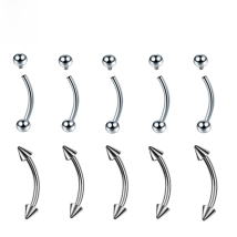 10Pcs G23 Titanium Eyebrow Banana Piercing Internal Thread&External Thread Curved Barbell Lip Ring Snug Daith Helix Rook Earring