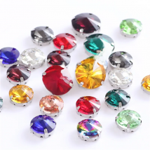 Round Sewing Glass Glitter Rhinestones With Silver Claw Sew on Stones For Needlework Diy Crystal On Shoes Clothes 8mm 10mm 12mm