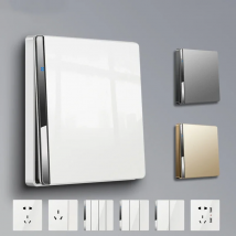 250V Fashion Design 86mm White Household Electrical Switch High-End Paint Porcelain Imitation Advanced Panel With LED Indicator