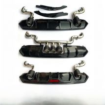 Rear Lip Spoiler Diffuser Bumper Lip Tail Exhaust Pipe For Honda Civic 10th Gen 2016-17-18 Tuning Body Kit Carbon Fiber Look