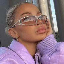 Y2K Silver Sunglasses Color Hollowed Out Future Sense Of Technology Hot Girls Net Red Sunglasses Women Sunglasses Trendy Men