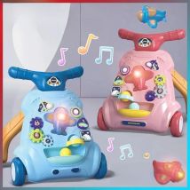 Baby Toddler Walker Push Toy Interactive Music and Light Effect Musical Montessori Activity Push Baby Walkers with Safety Brake