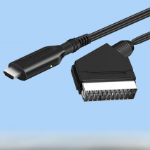 1080P SCART to HDMI Video Audio Converter Adapter Cable Male to Male SCART Input to HDMI Output for HDTV Sky Box STB Plug Play
