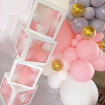 Transparent Balloon Box Baby Shower Decor Girl Boy Name Box First 1st Birthday Party Decor Kids Wedding Party Decor Supplies