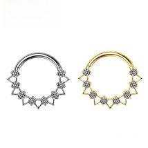 ASTM F136 TItanium Hollow Triangle Zirkonia Hinged Clicker Piercing 16G Hoop Septum Nose Ring Earrings Daith Helix Segment