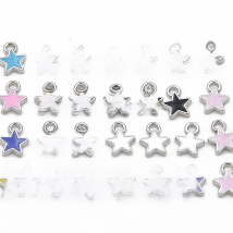 50PCS 6*8mm 9 Color Alloy Metal Drop Oil Small Stars Charms Rhodium Pendant For DIY Bracelet Necklace Jewelry Making